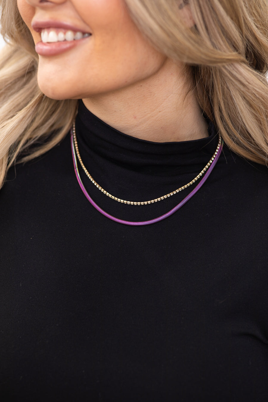 Purple Multicolor Ombre Snake Chain Necklace
