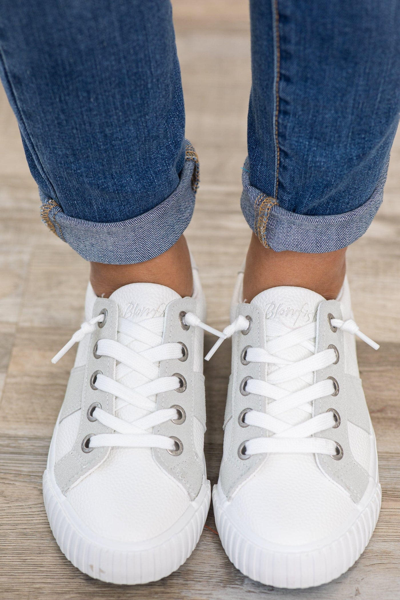 White and Grey Colorblock Sneakers - Filly Flair