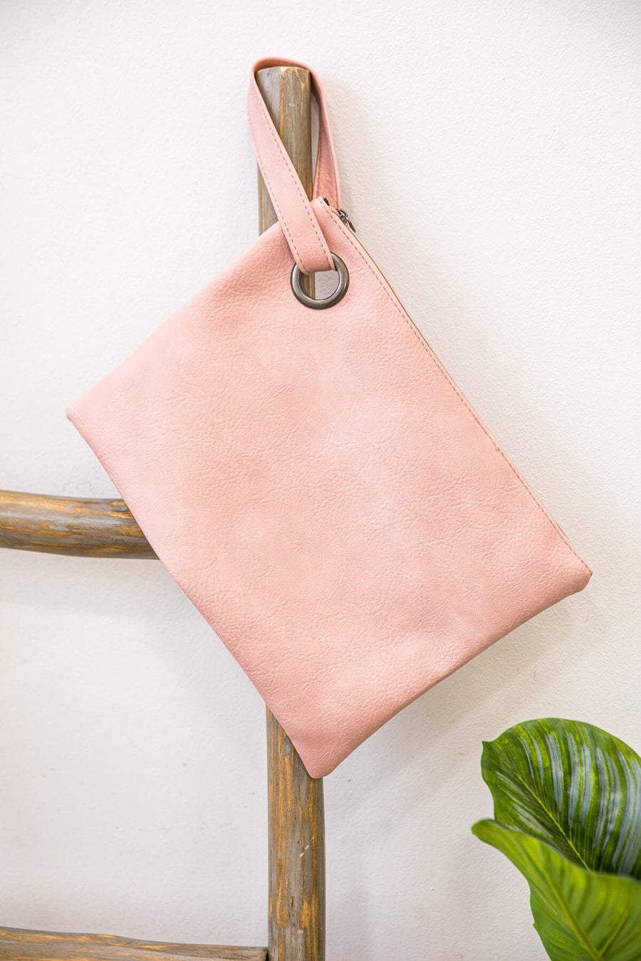 Blush Vegan Leather Clutch Bag - Filly Flair
