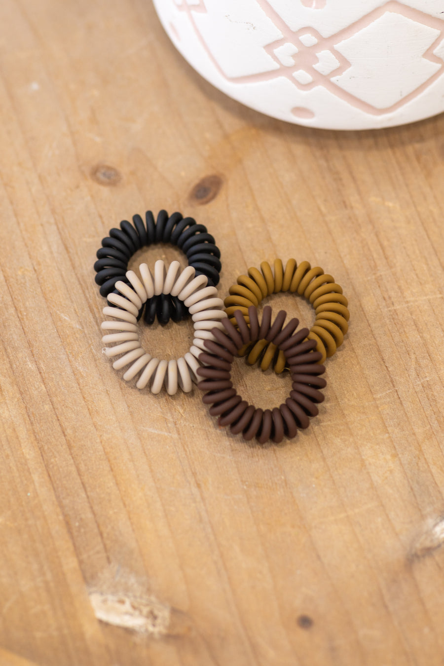 Black Multicolor Set of Four Hair Ties