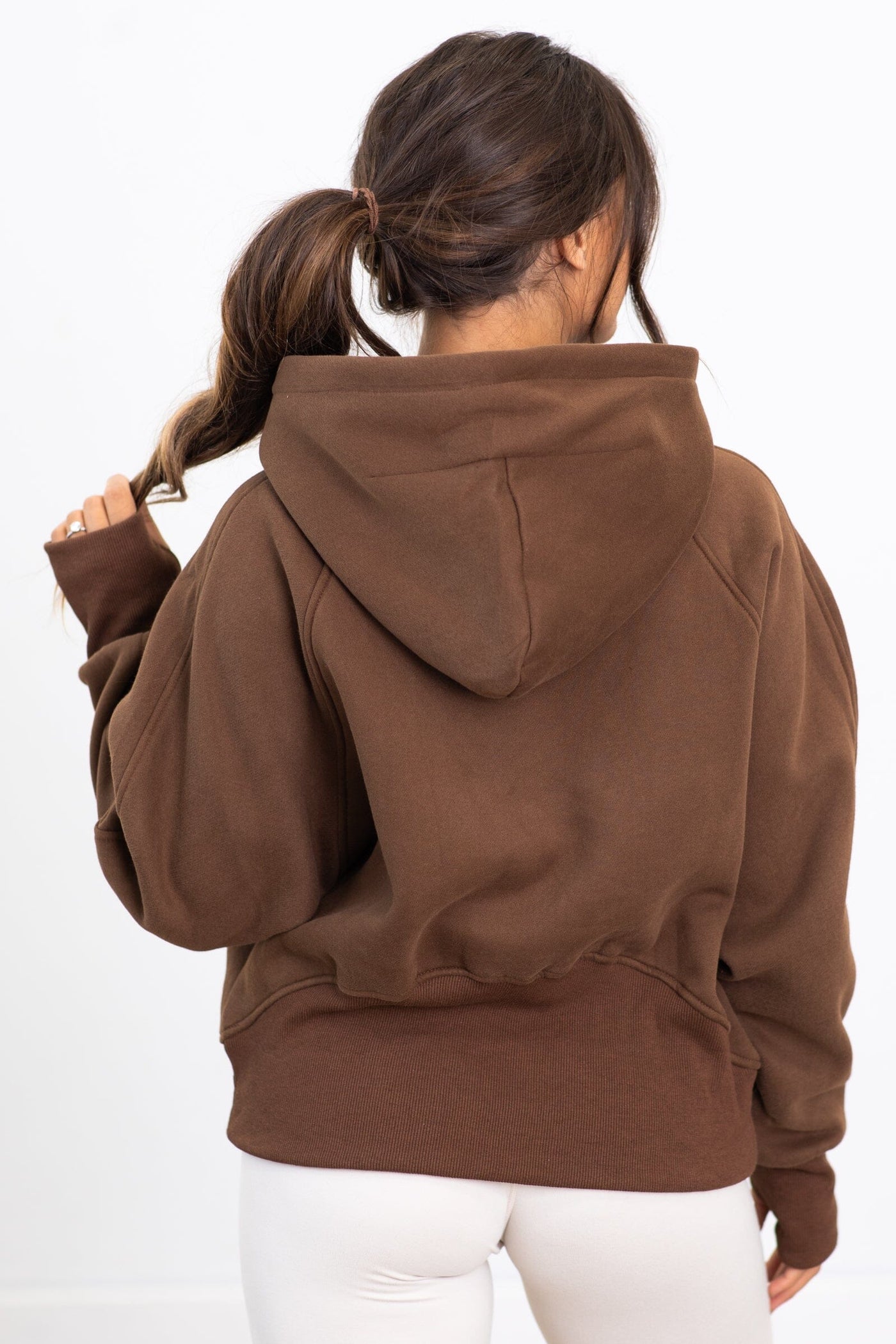 The Essential 1/2 Zip Hoodie in Brown - Filly Flair