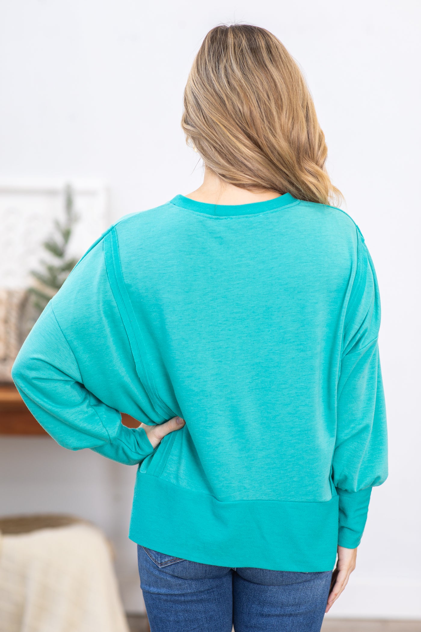 Turquoise Hi-Low Knit Top
