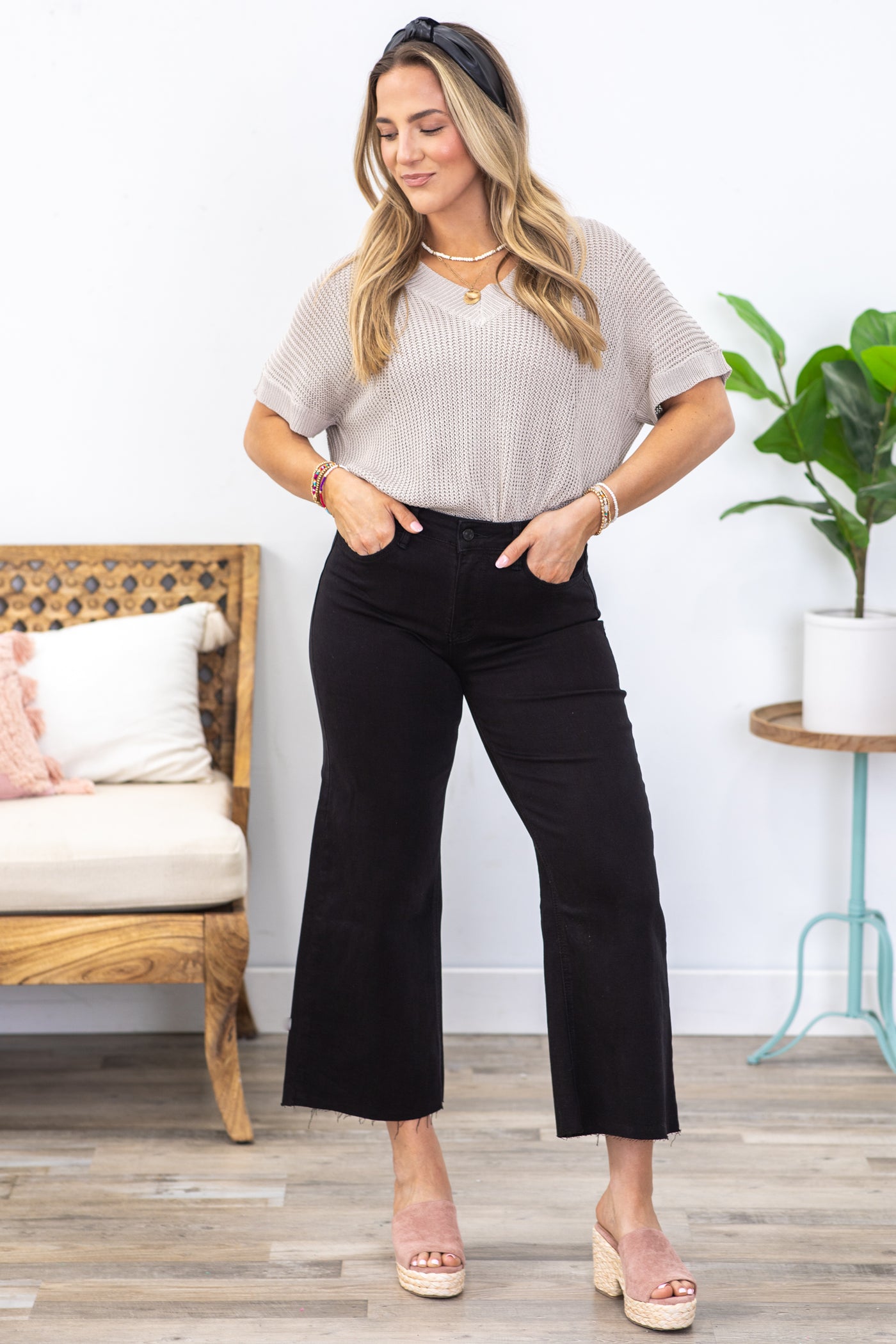 Lovervet Office Space Cropped Wide Leg Jeans