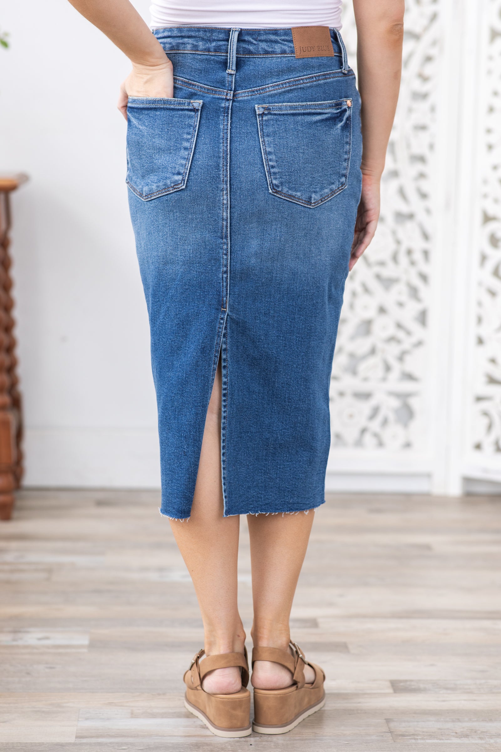 Judy Blue Midi Length Denim Skirt