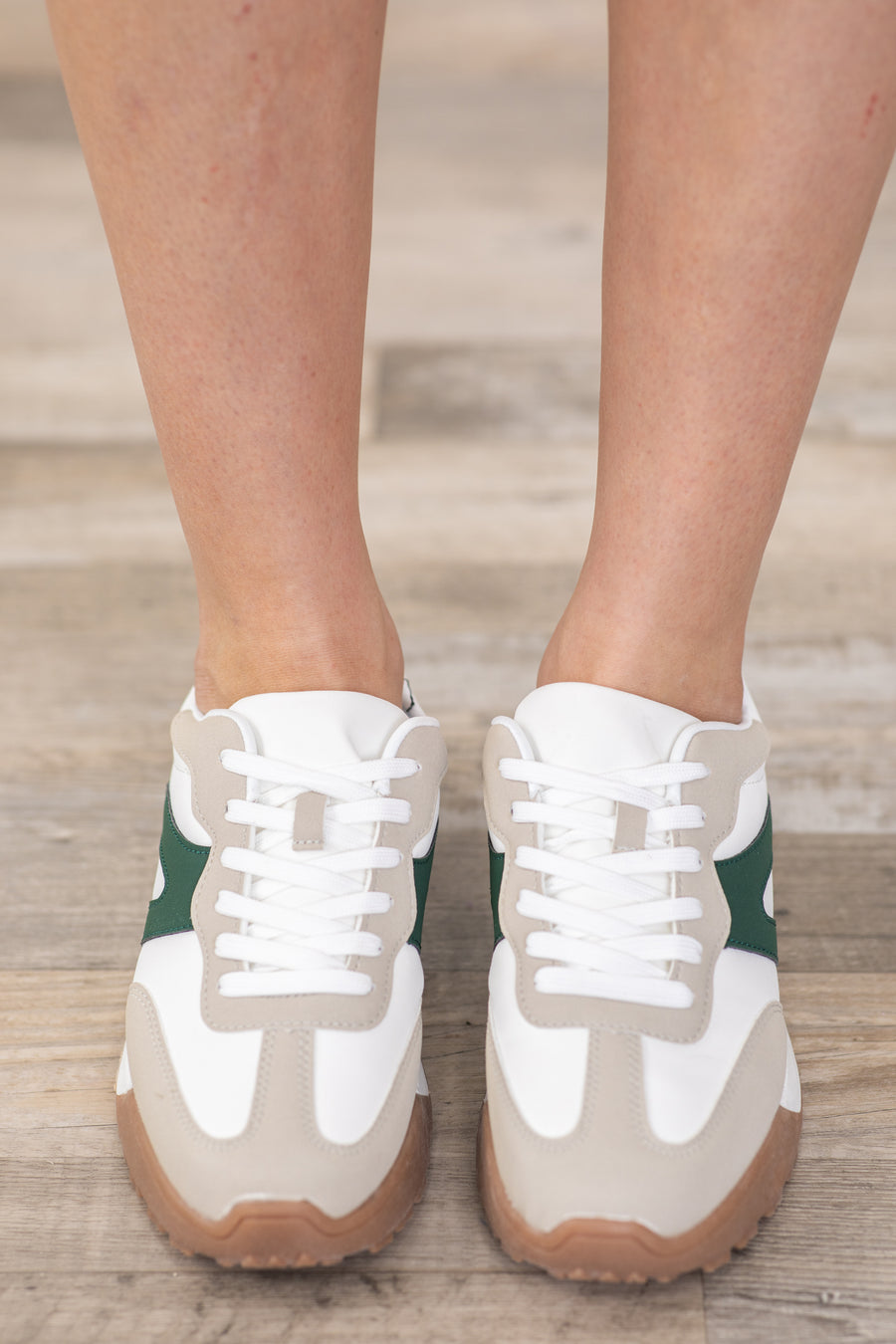 Beige With Green Platform Sneakers