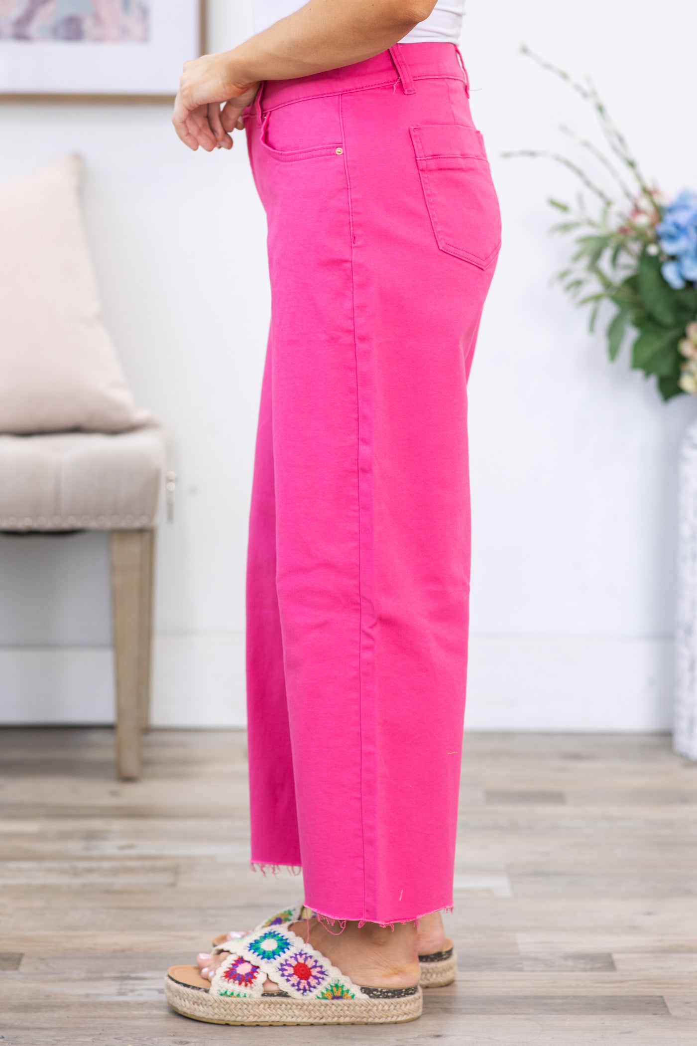 YMI Pink Cropped Wide Leg Trouser Pants