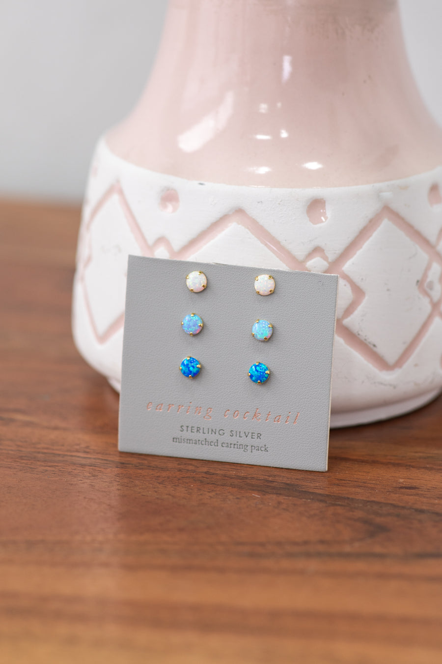 Blue and Gold Sterling Silver Earring Set