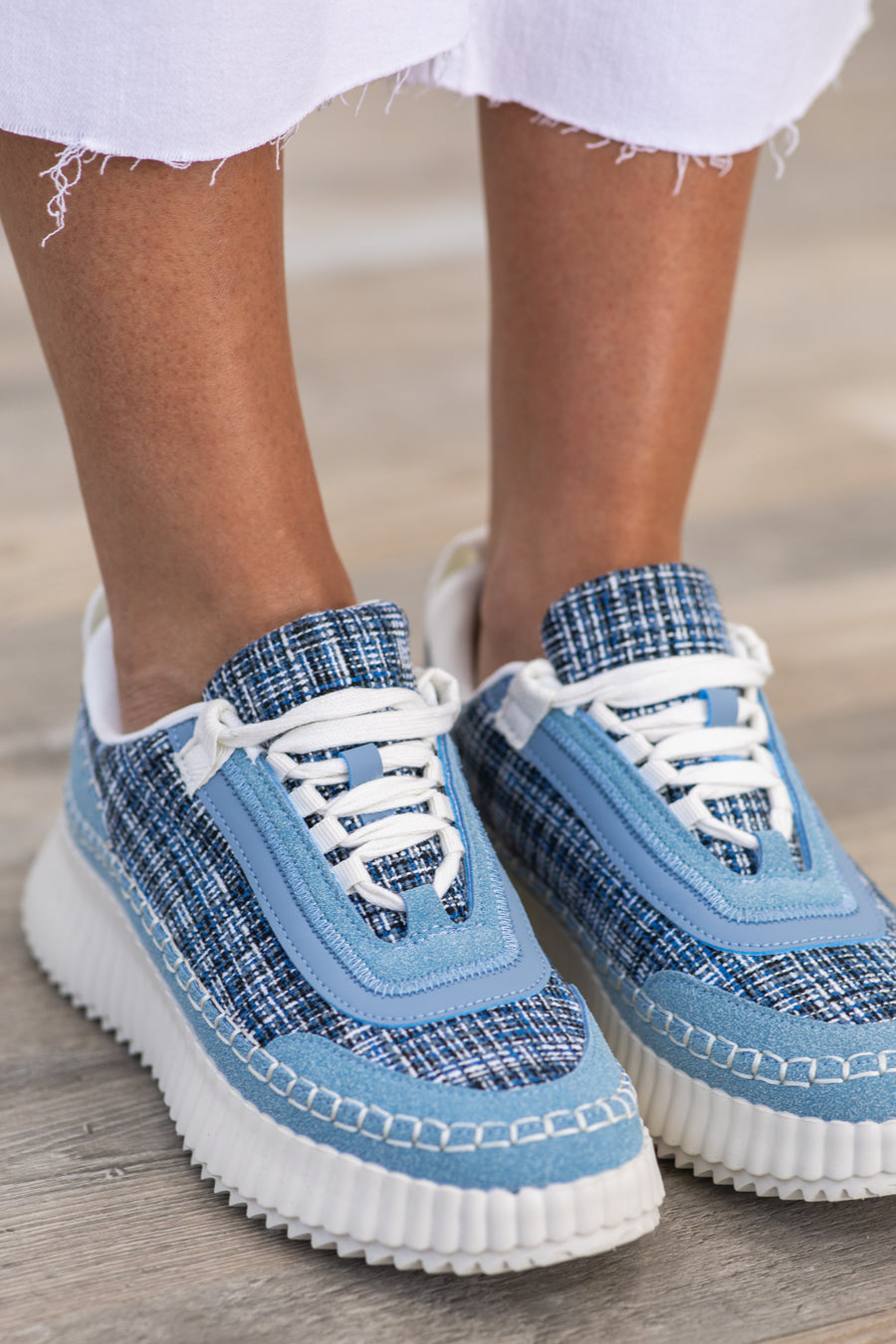 Corkys Adventure Blue Tweed Platform Sneakers