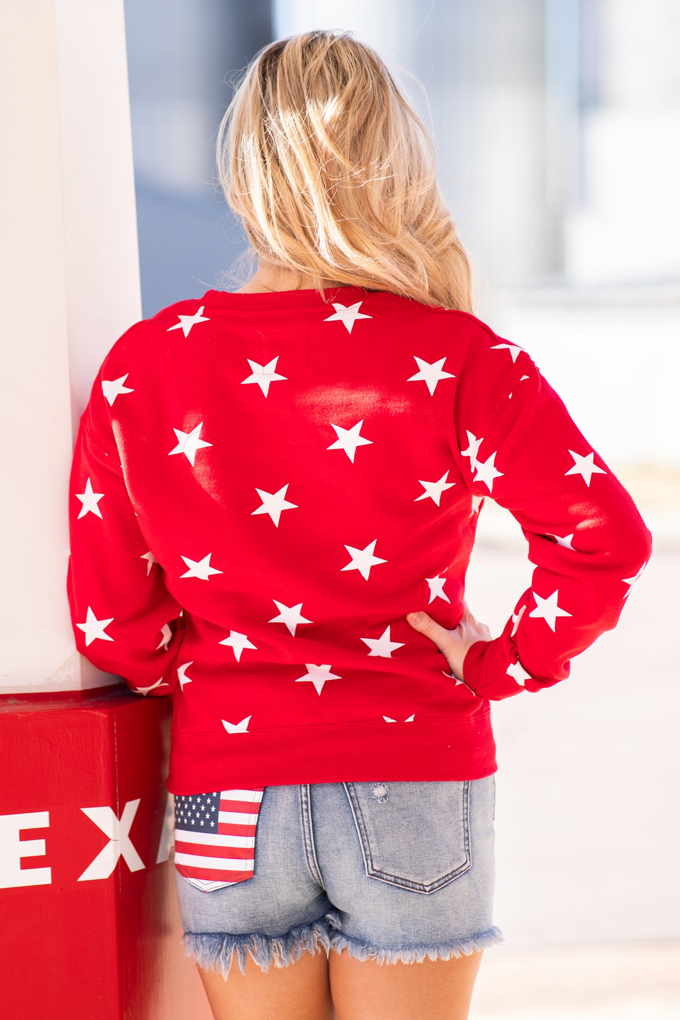 Red All-Over Star Crew Neck