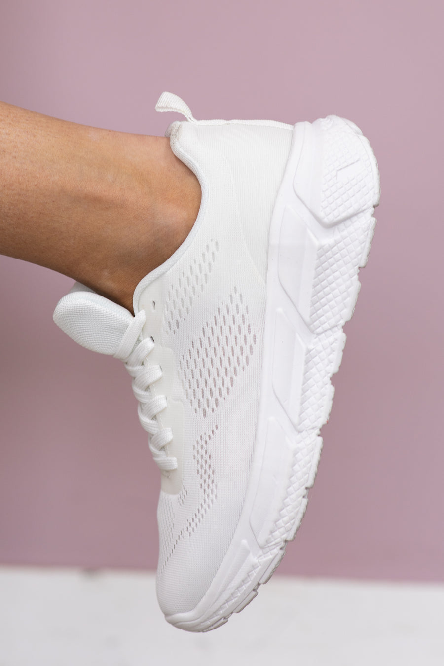 White Lace Up Athletic Sneaker
