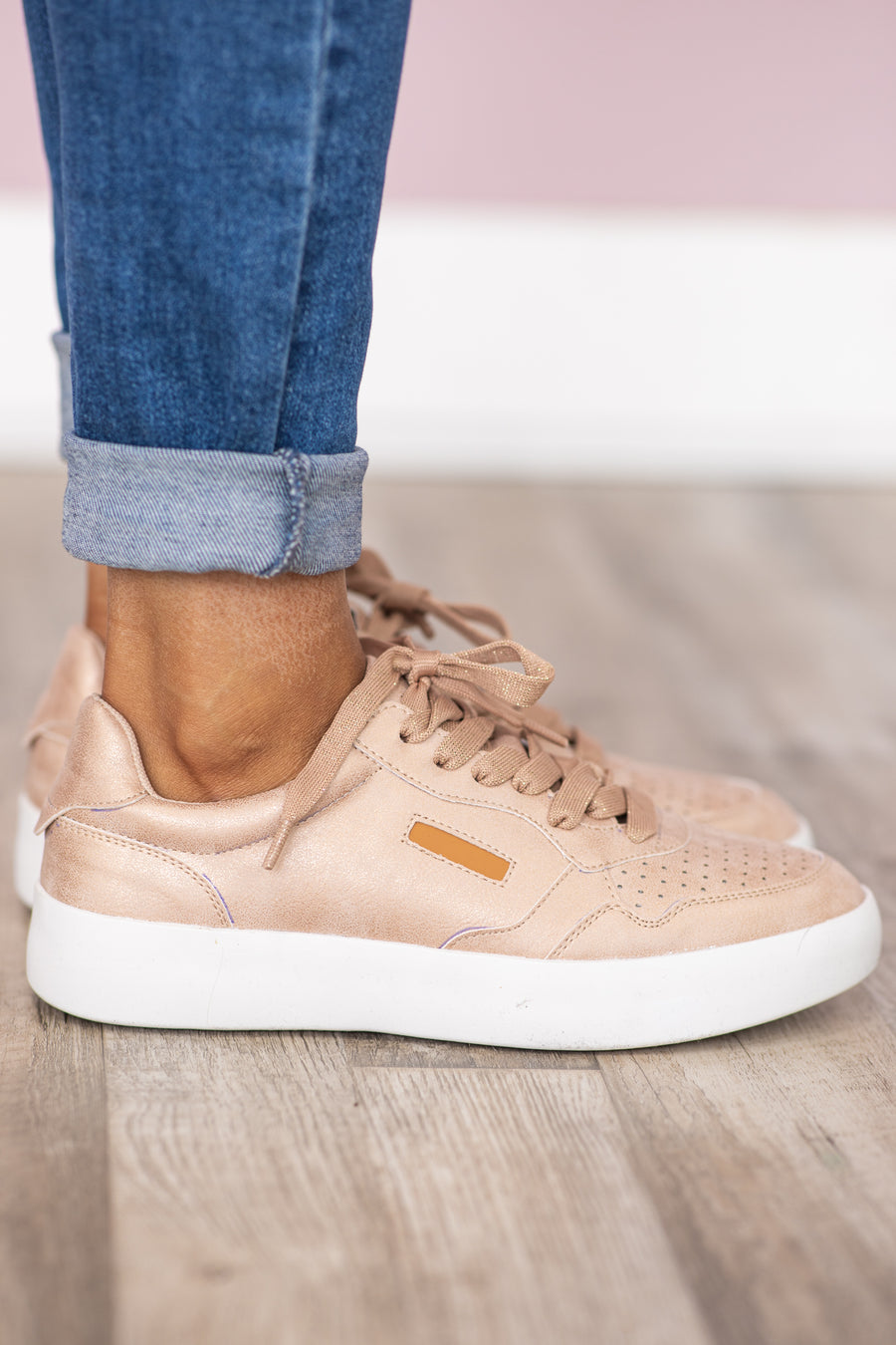 Rose Gold Platform Sneakers