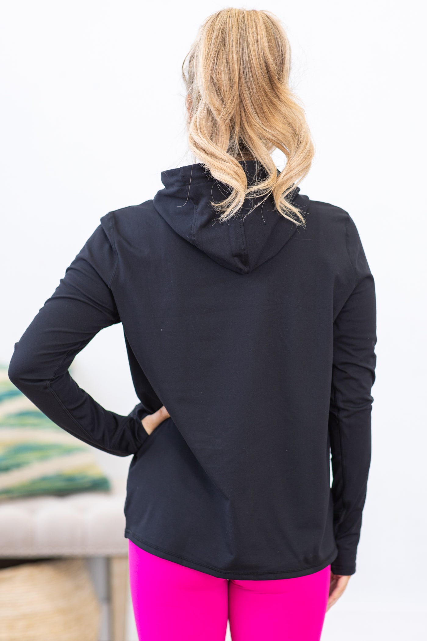 Black Hooded Active Top