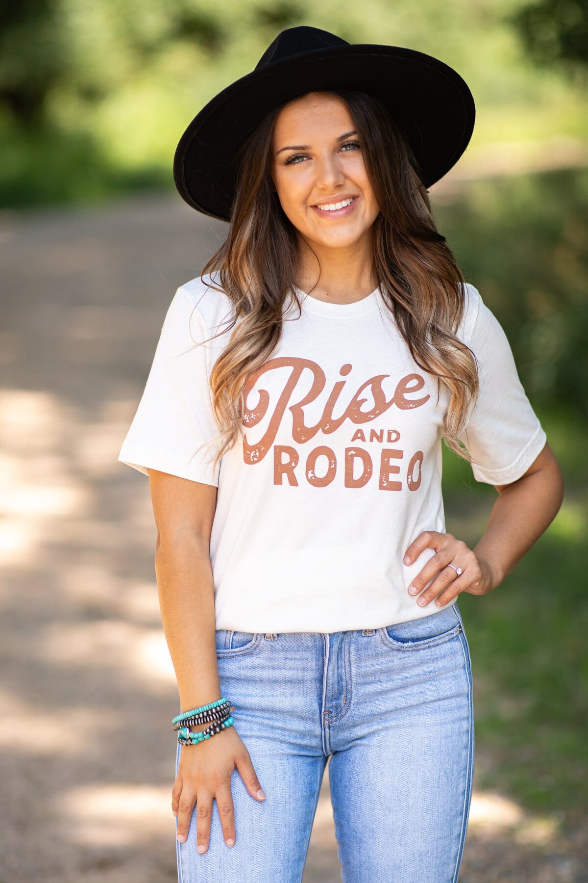 Ivory and Rust Rise and Rodeo Graphic Tee - Filly Flair