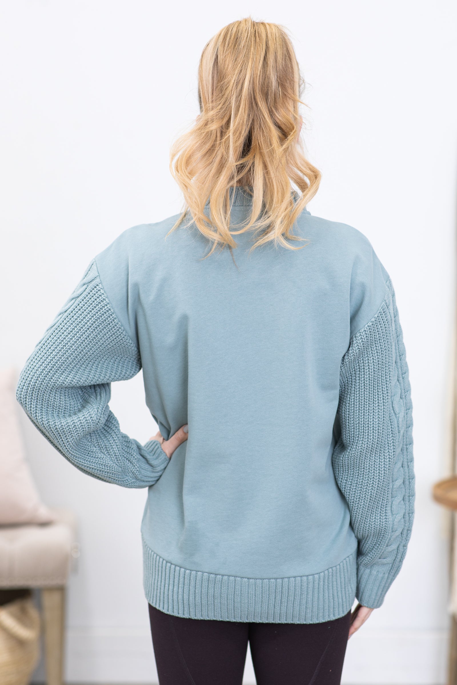 Slate Blue Hybrid Crewneck Sweater
