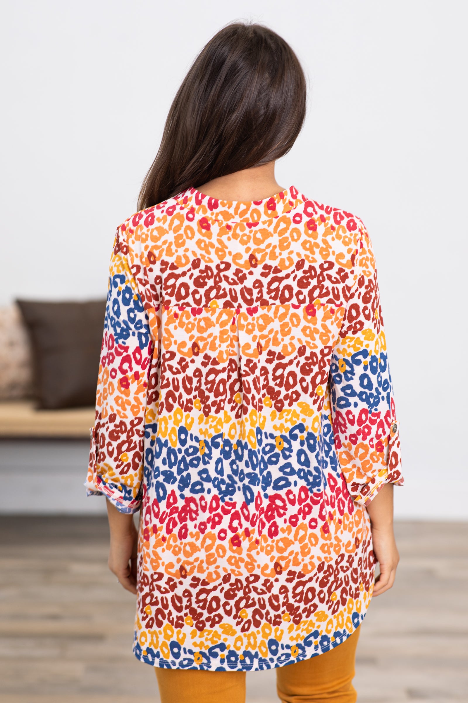Multicolor Animal Print Wrinkle Free Lizzy Top
