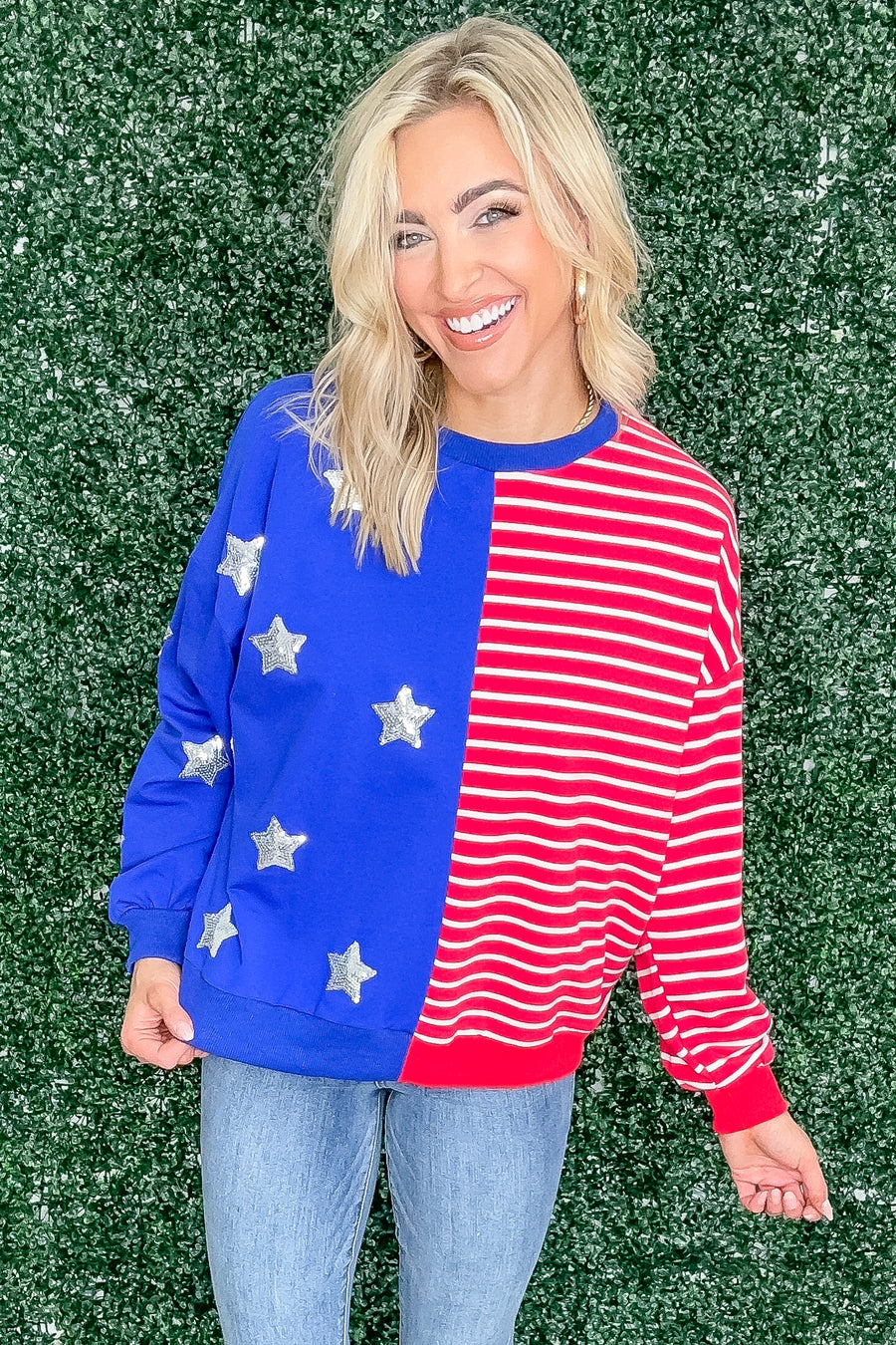Red And Blue Stars And Stripes Sweatshirt