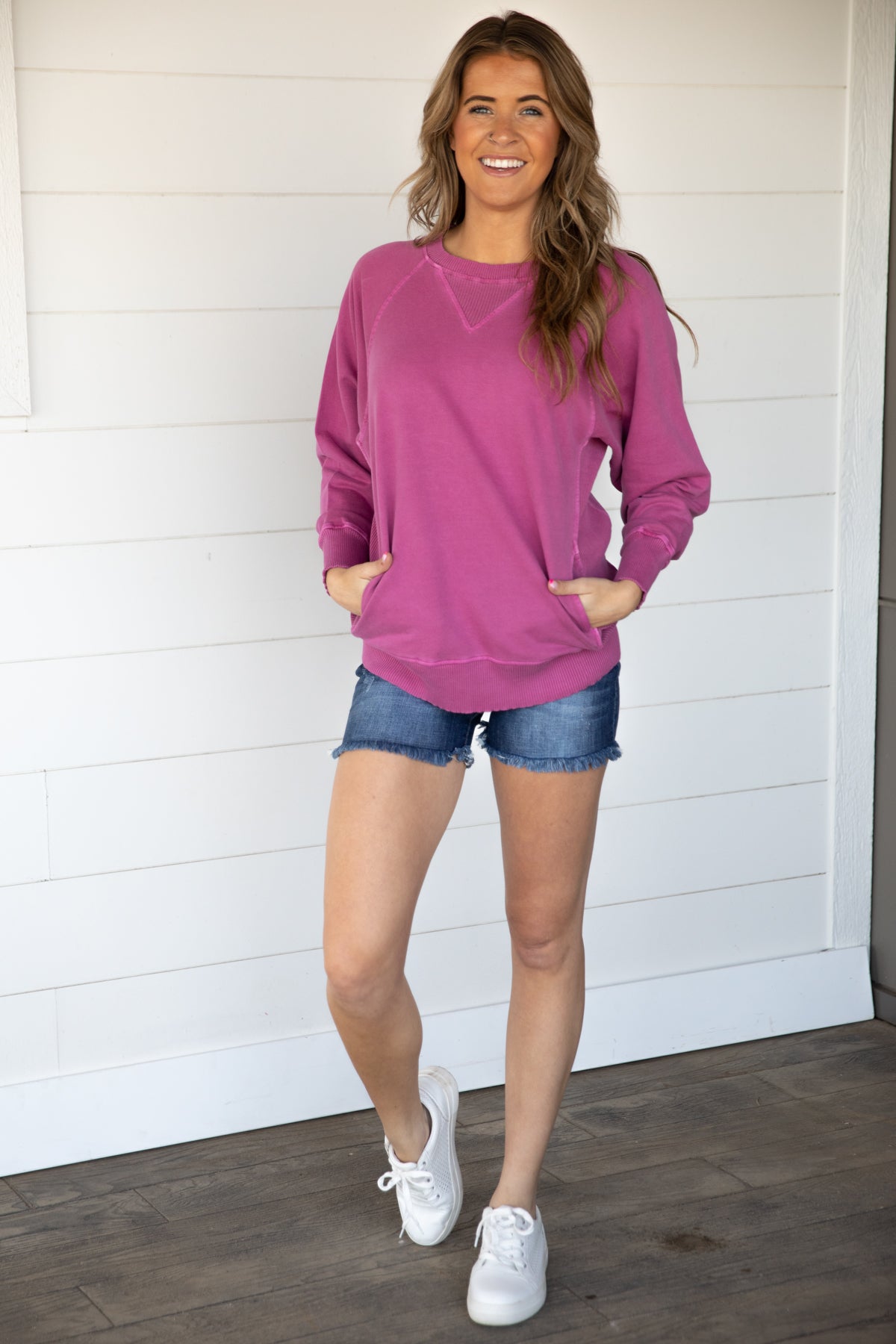 Orchid Pigment Dyed Sweatshirt - Filly Flair