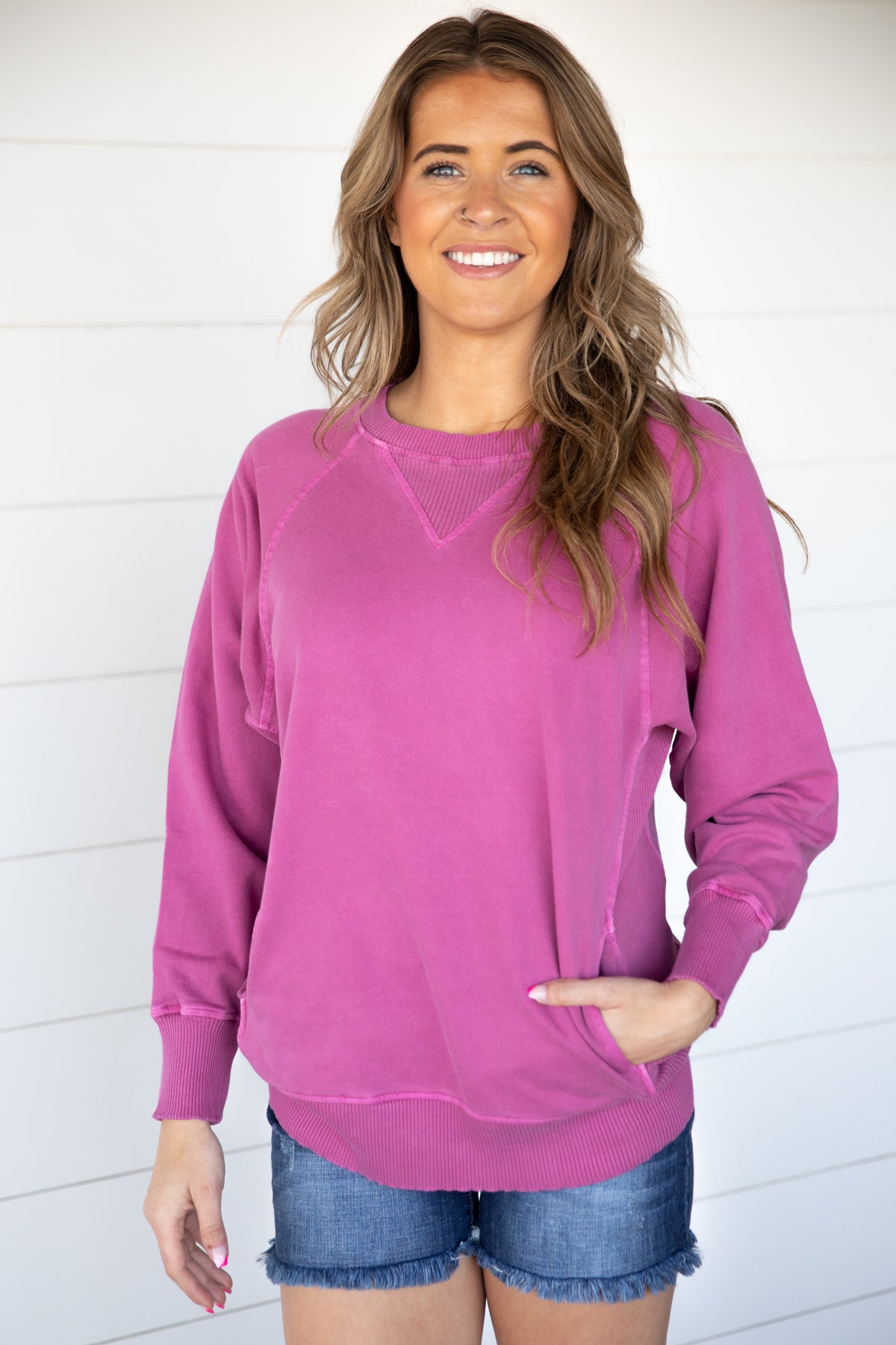 Orchid Pigment Dyed Sweatshirt - Filly Flair