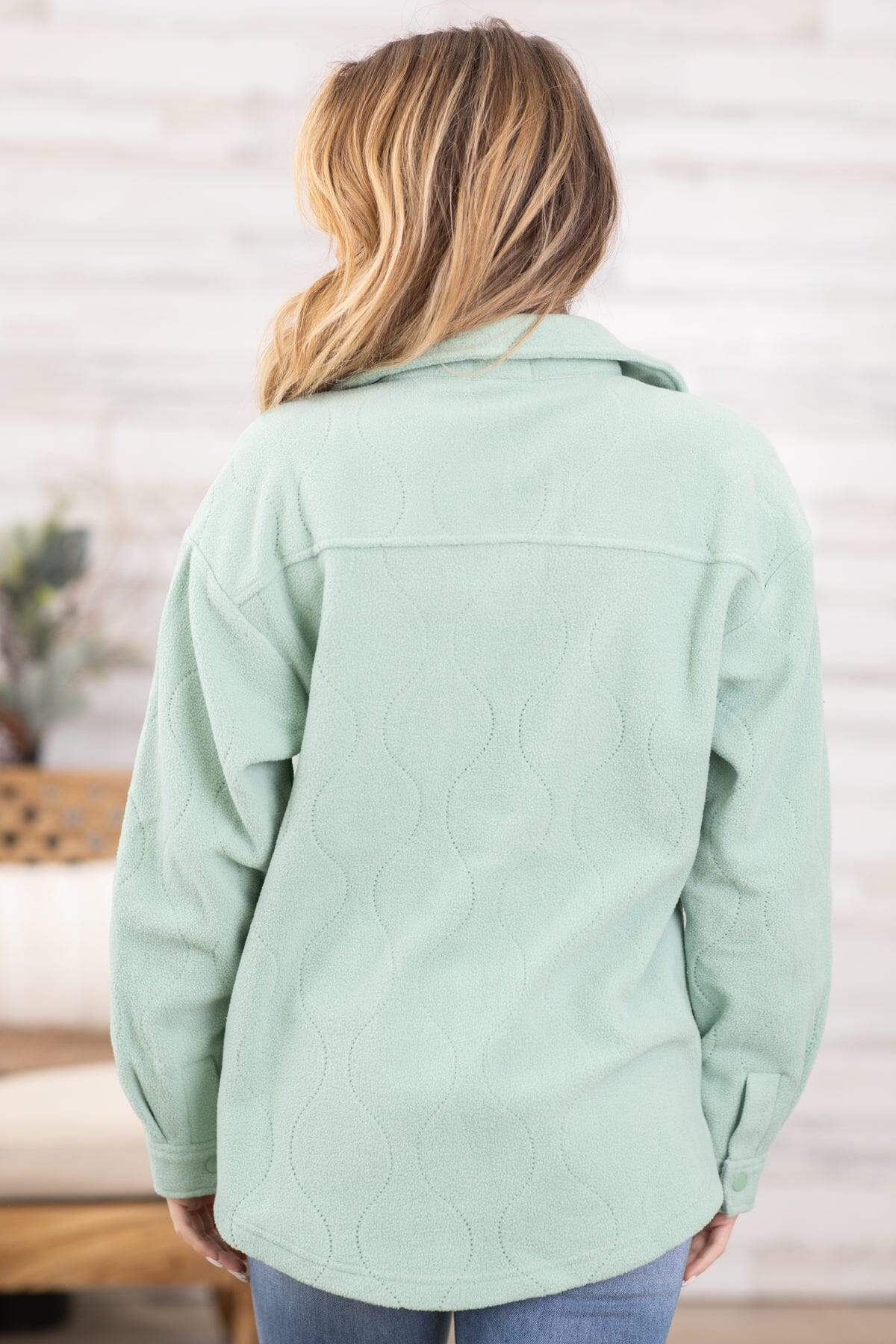 Mint Quilted Fleece Shacket - Filly Flair