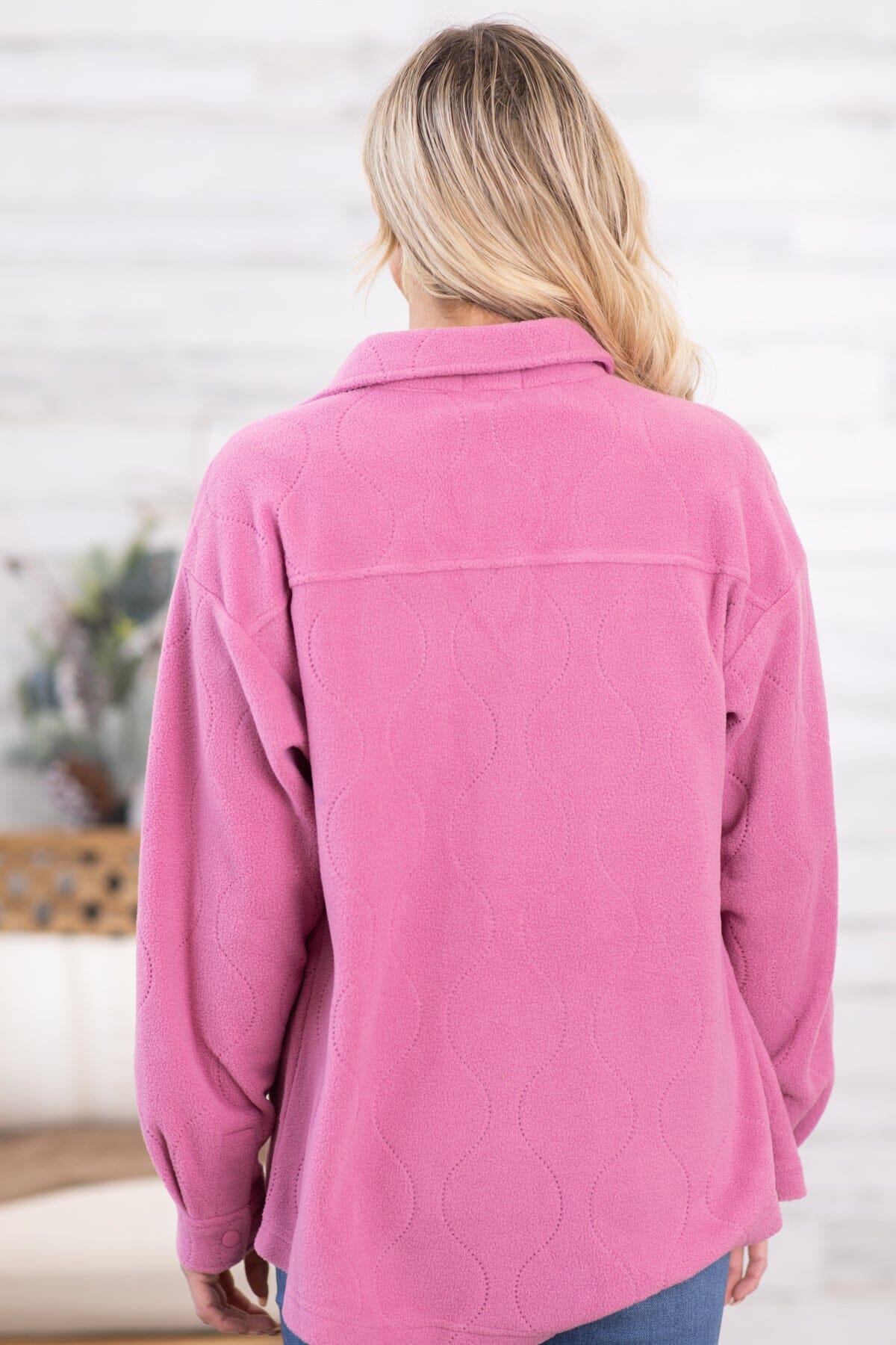 Pink Quilted Fleece Shacket - Filly Flair
