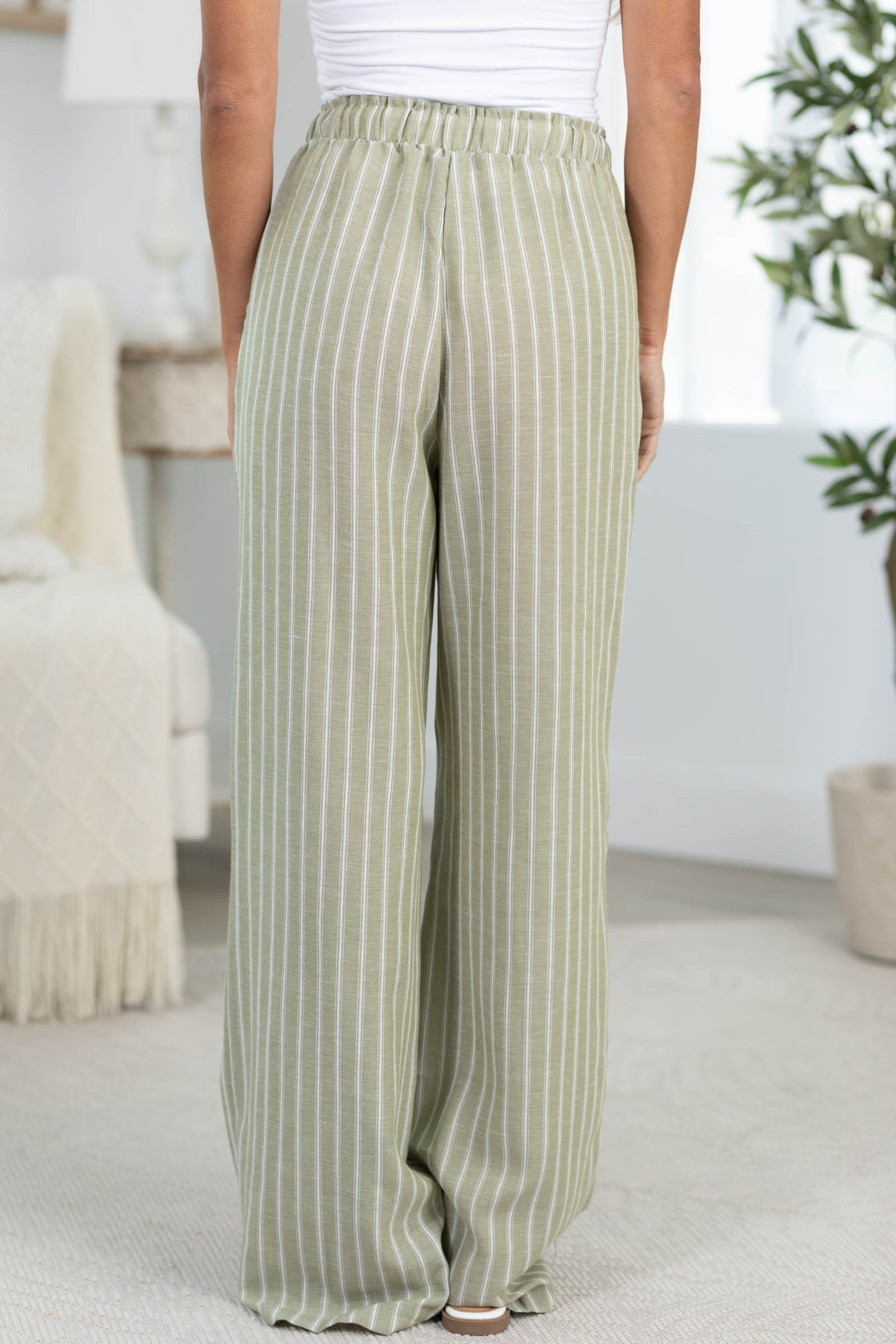 Easy Stripe Button Down Top And Pants Set