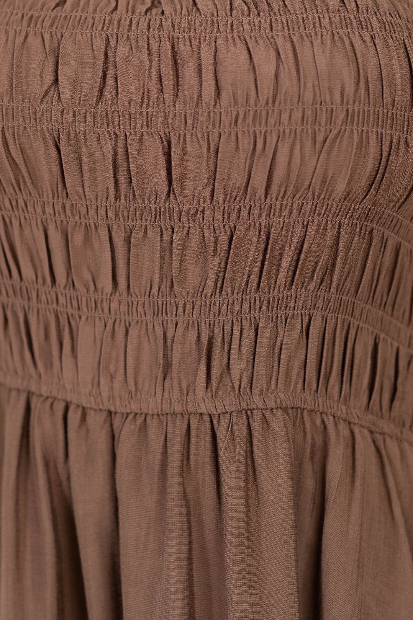 Shirred Bodice Spaghetti Strap Midi Dress