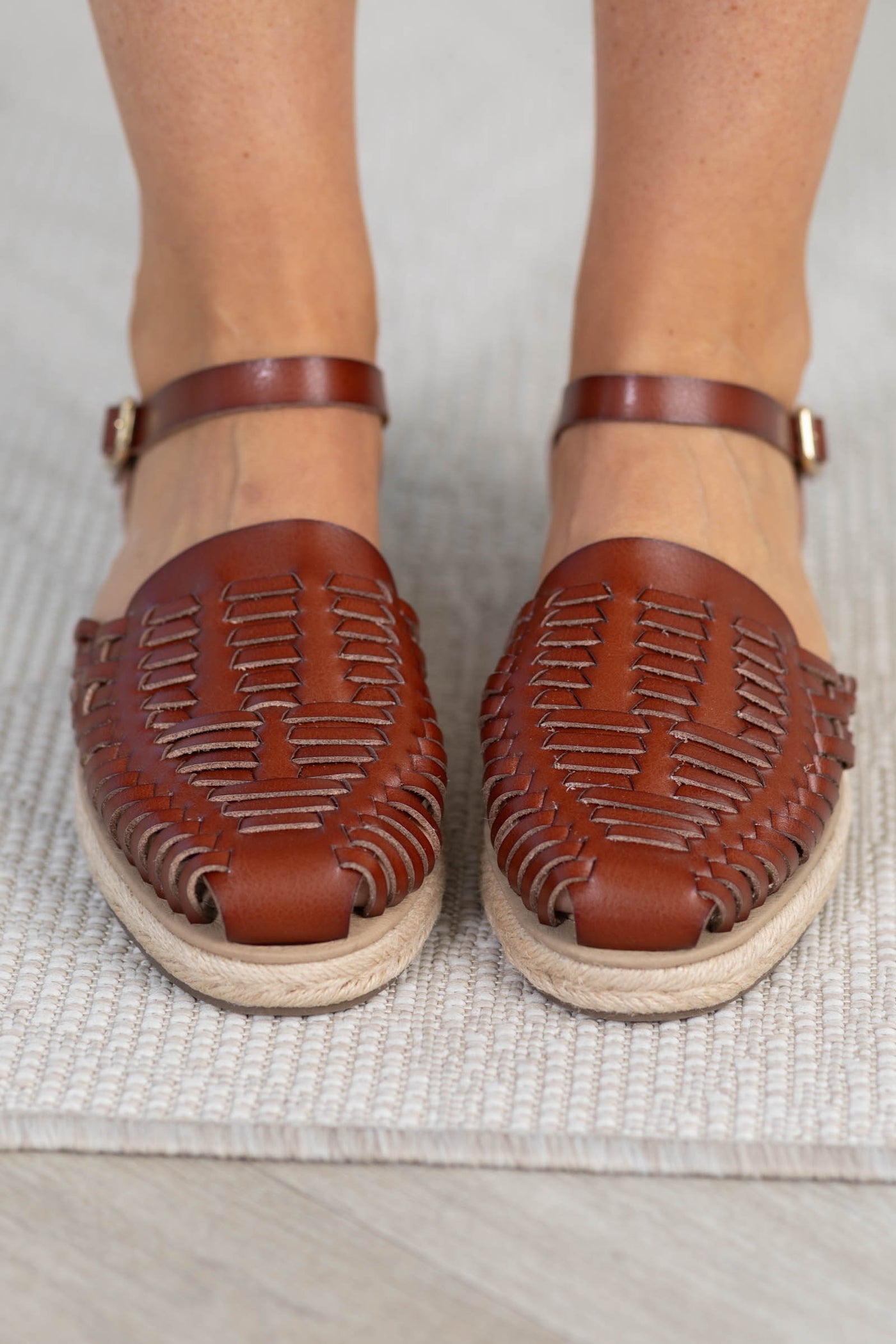 MIA Cognac Artisanal Faux Leather Sandal