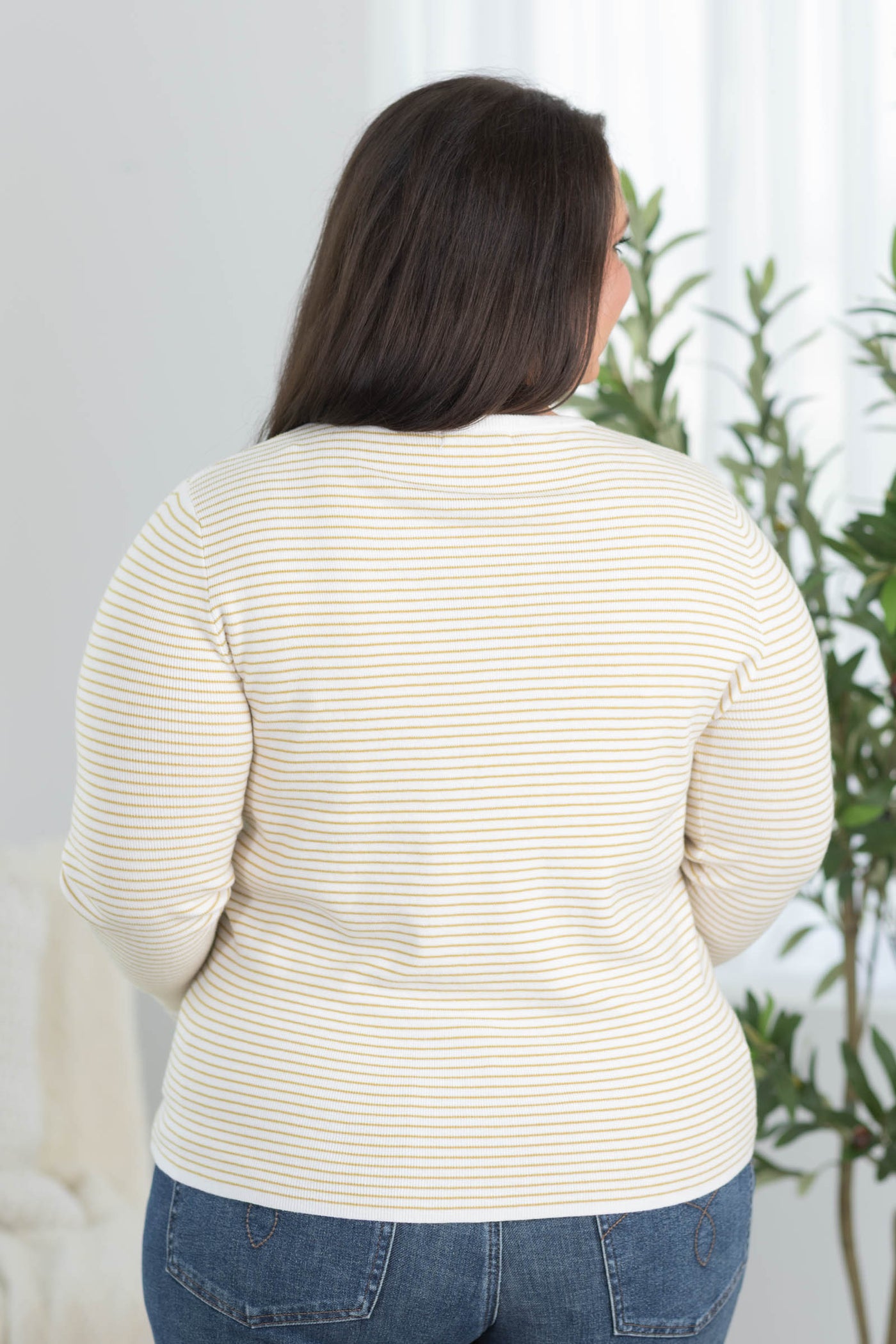 Staccato Long Sleeve Pinstripe Top