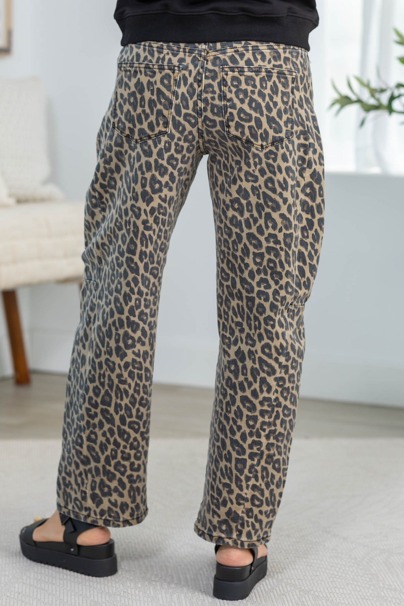 Risen Slouchy Ankle Barrel Pants in Leopard
