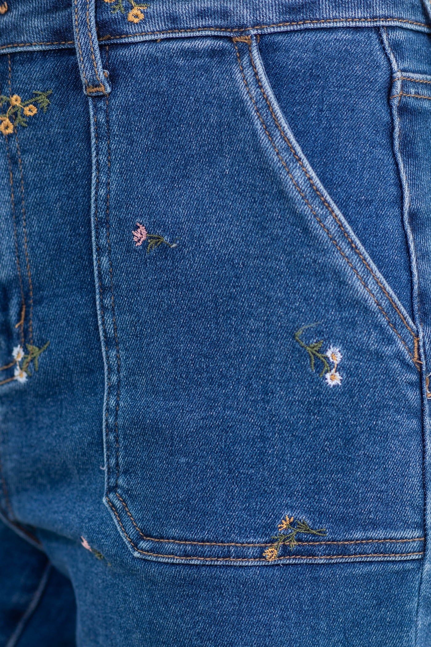 Cello High Rise Embroidered Wide Jeans