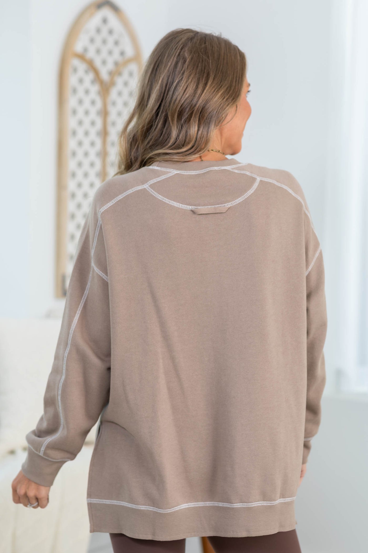 Exposed Stitch Boxy Sweatshirts With Pockets