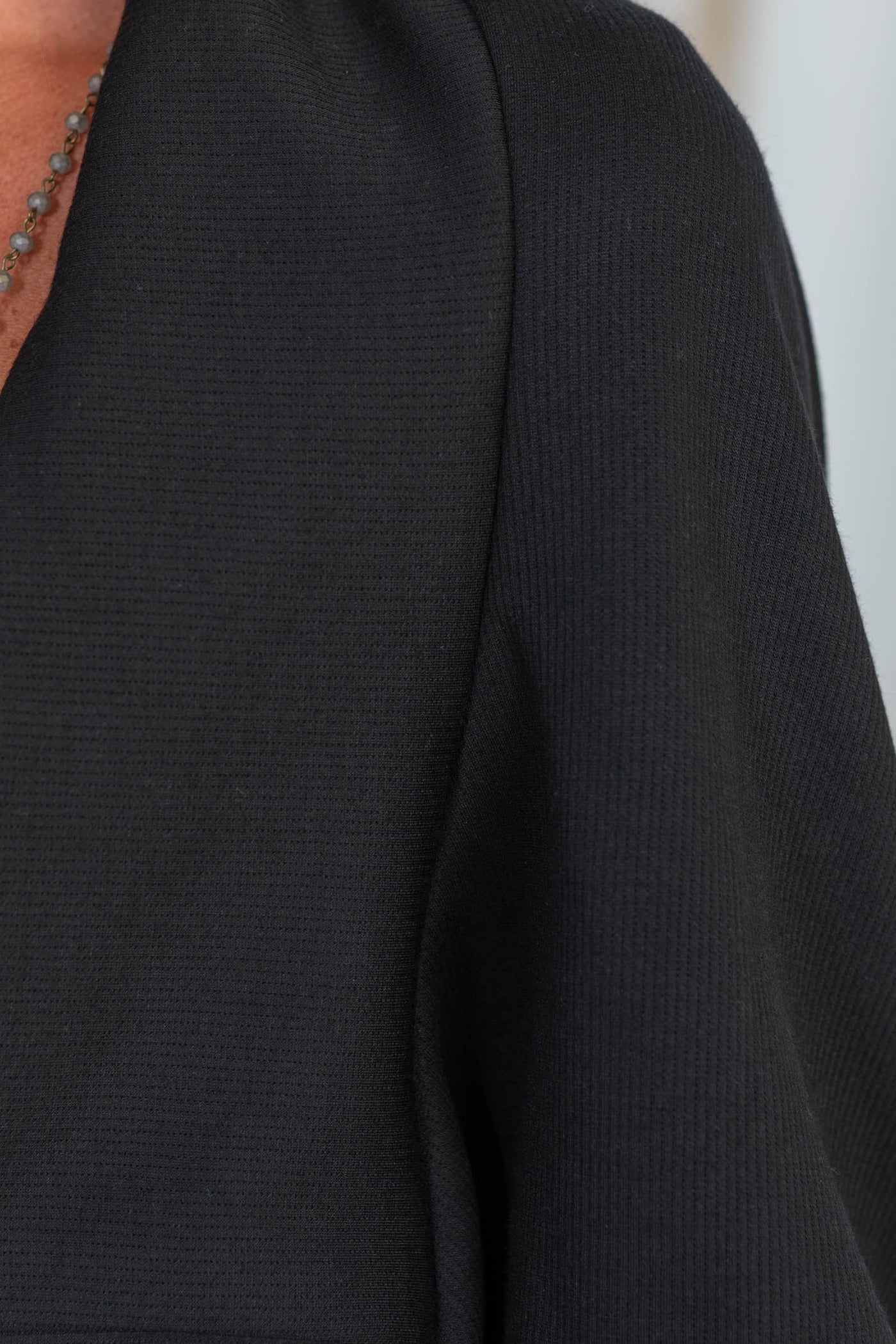 Black Dolman Sleeved Open Front Shawl