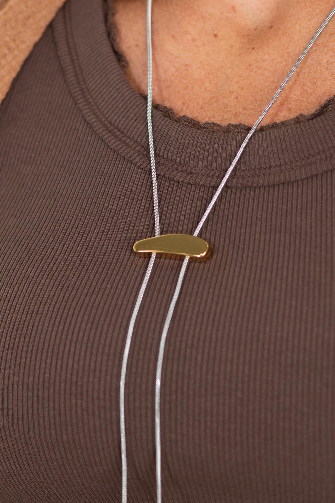 Mixed Metal Gold and Silver Bolo Necklace