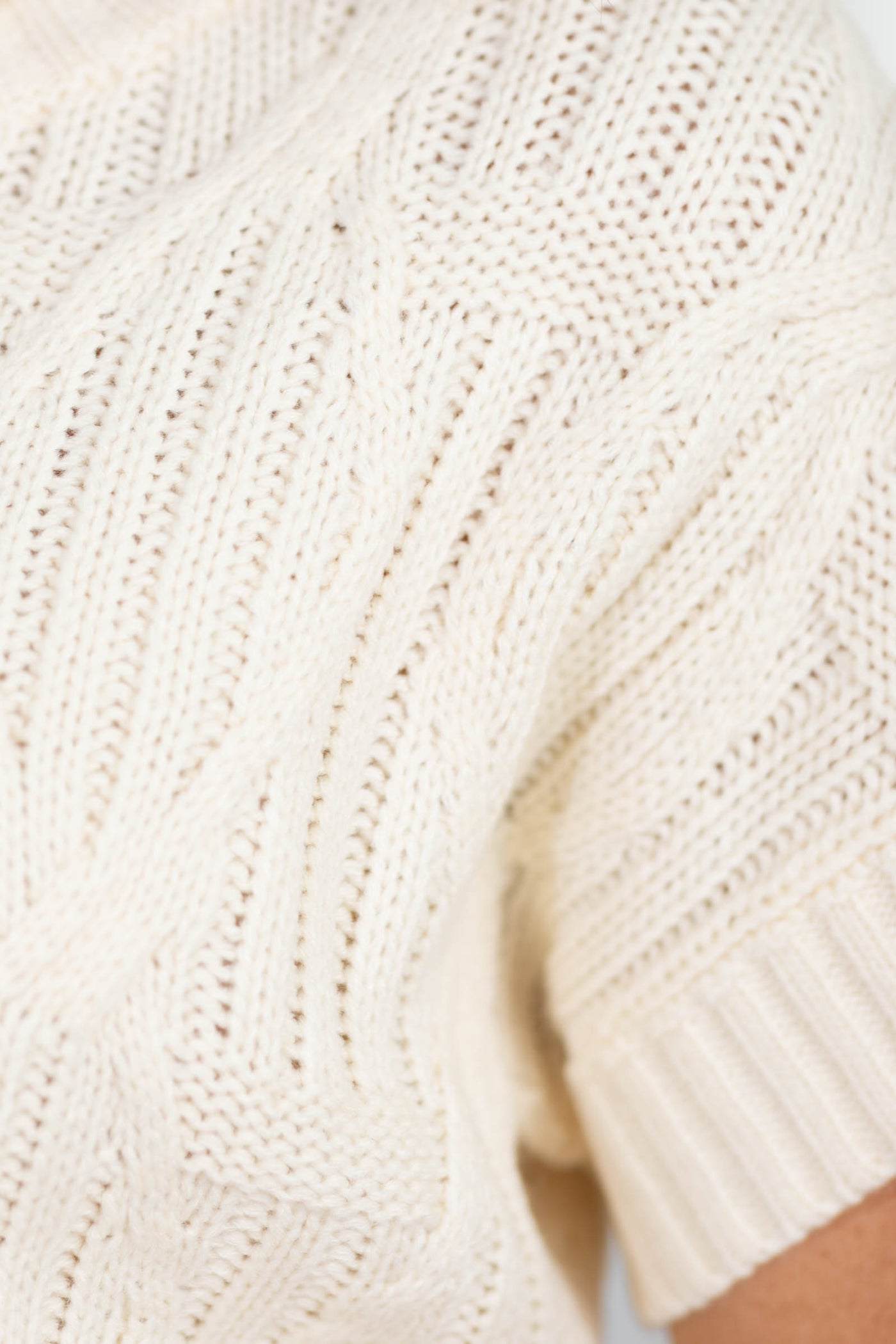 Cream Relaxed Elegance Textured Soft Knit Top