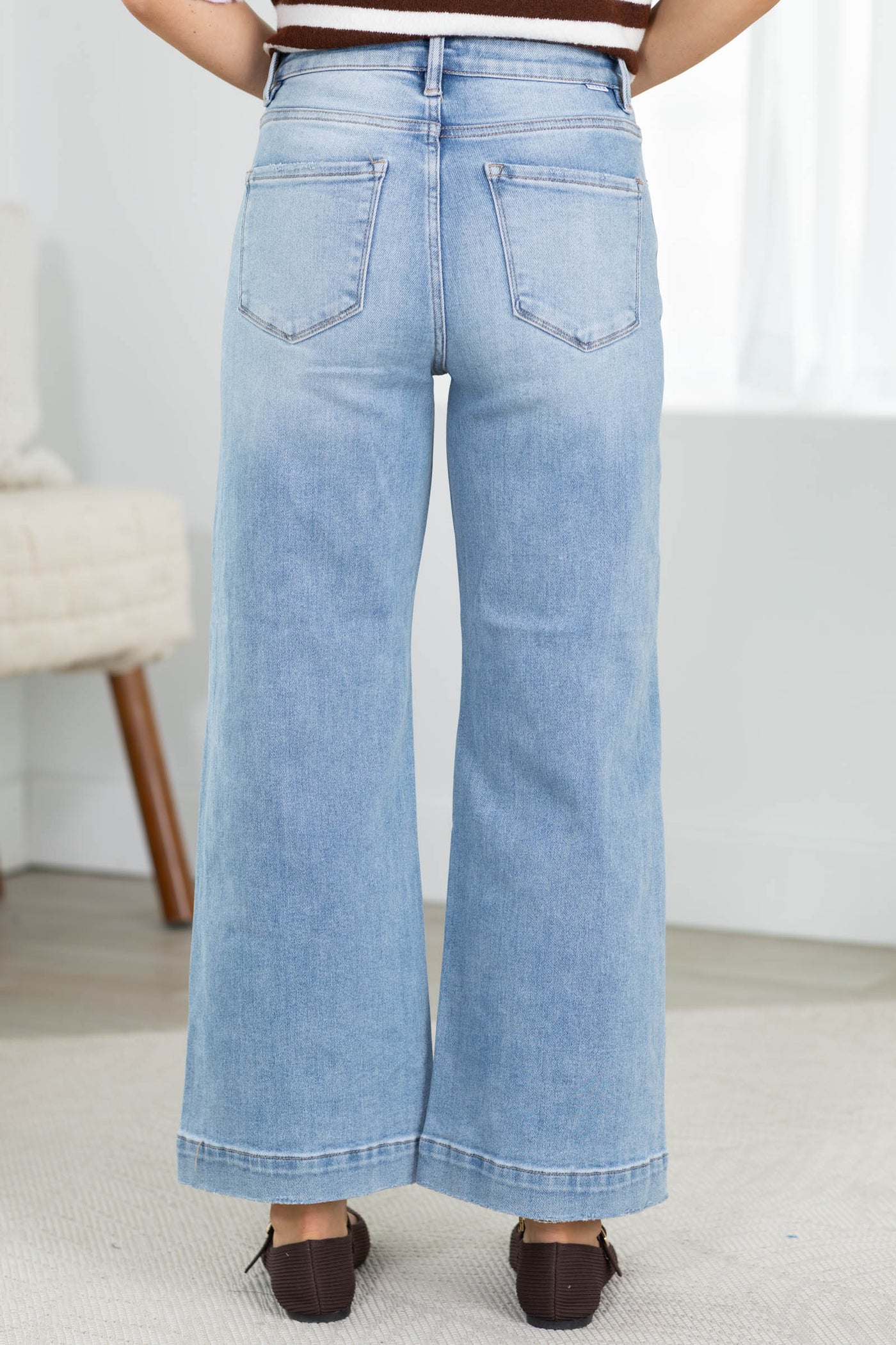 Risen Light High Rise Crop Wide Jeans