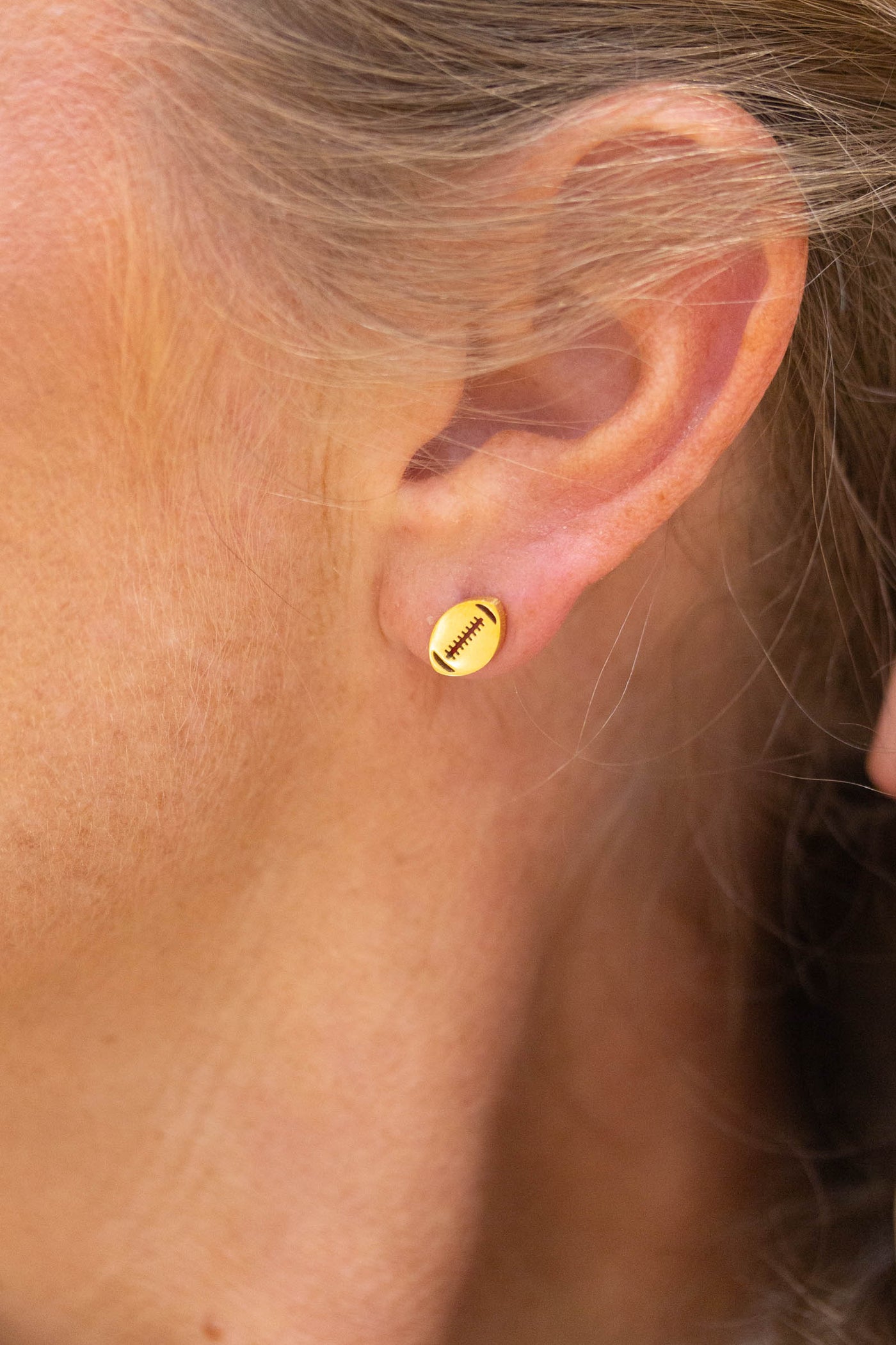 Metal Football Stud Earrings