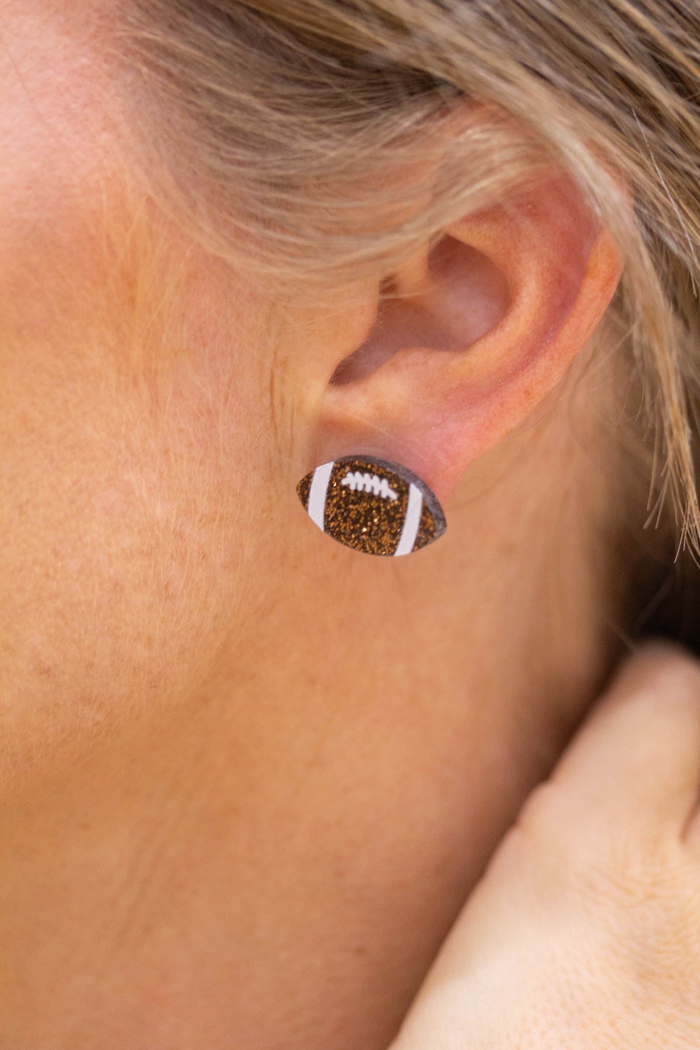 Brown Acrylic Football Earrings