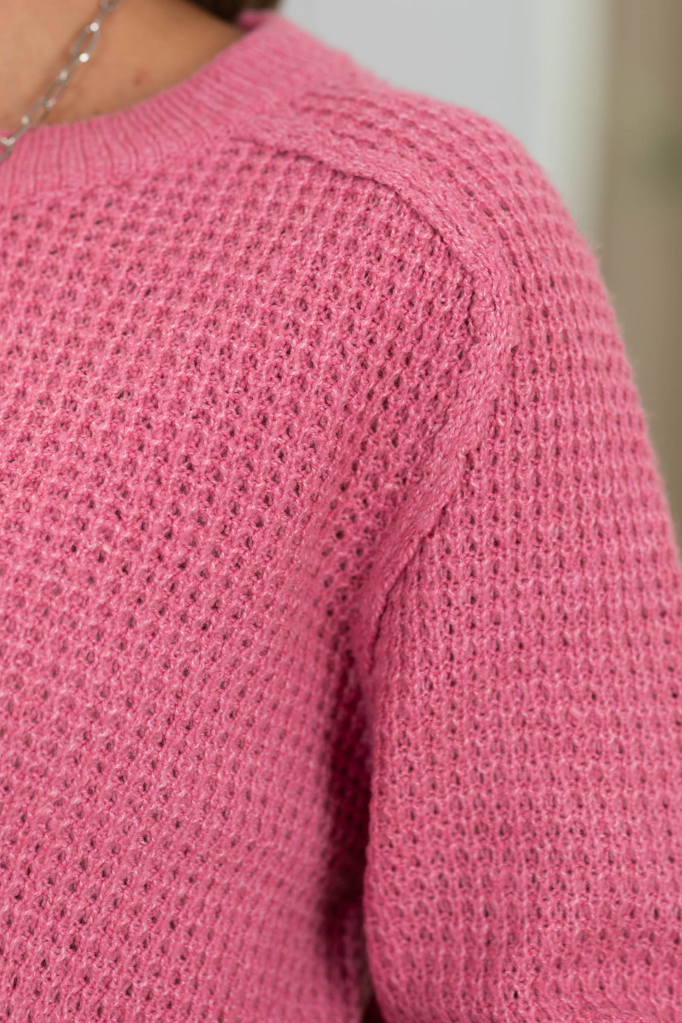 Staccato Waffle Raglan Sleeve Pullover Sweater