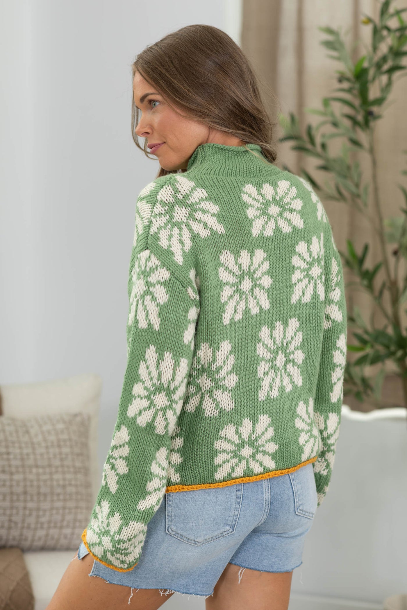Cotierra Sage Patterned Rollneck Knit Sweater