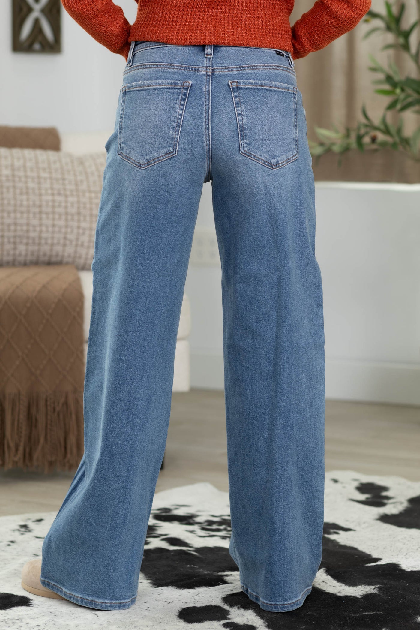 Risen Slouchy Wide Leg Jeans With Side Stripe
