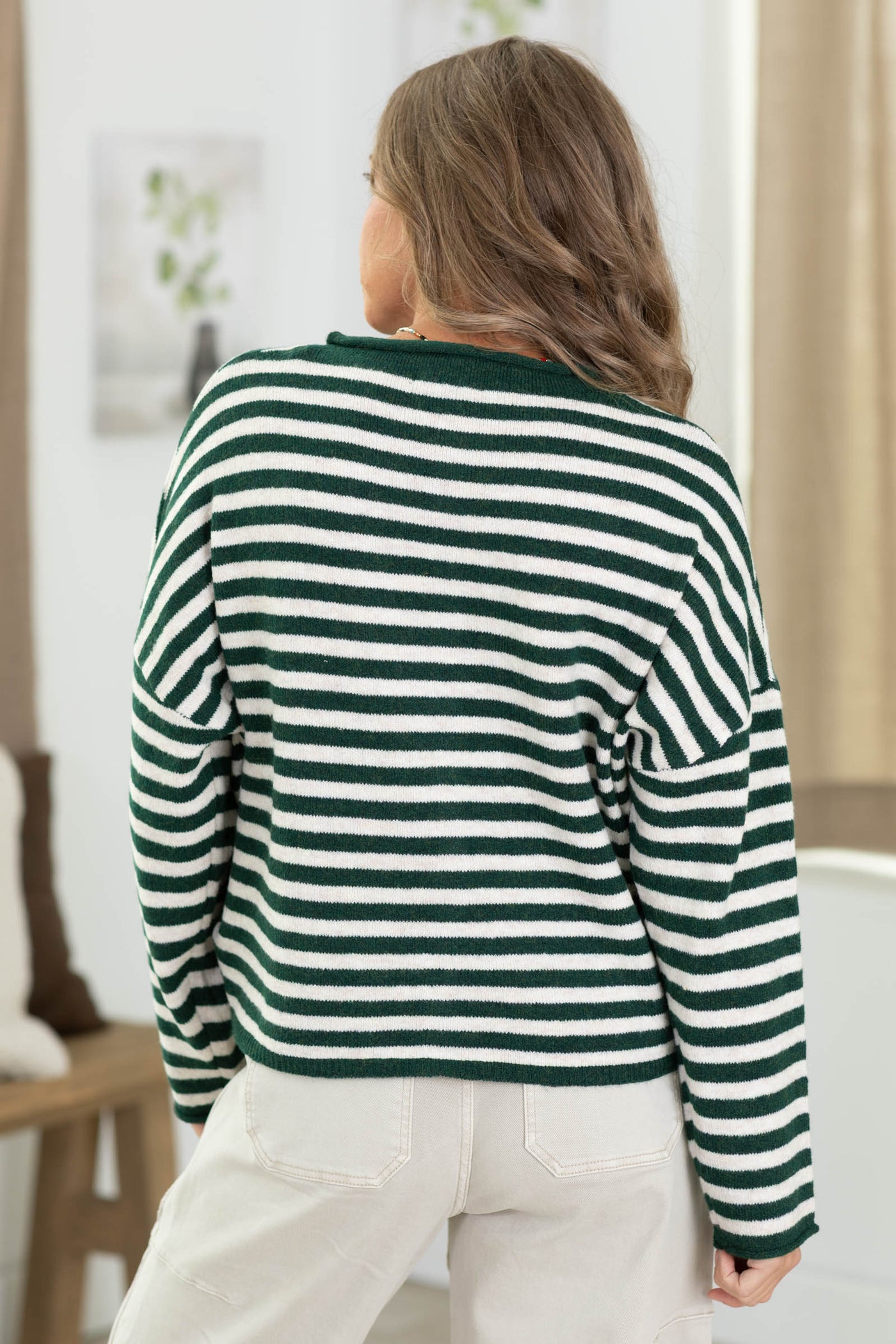 Striped Collared Button Down Sweater Cardigan