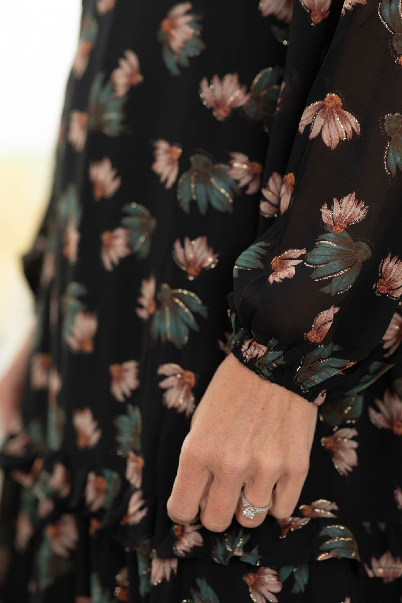 Black Printed V-Neck Maxi Dress