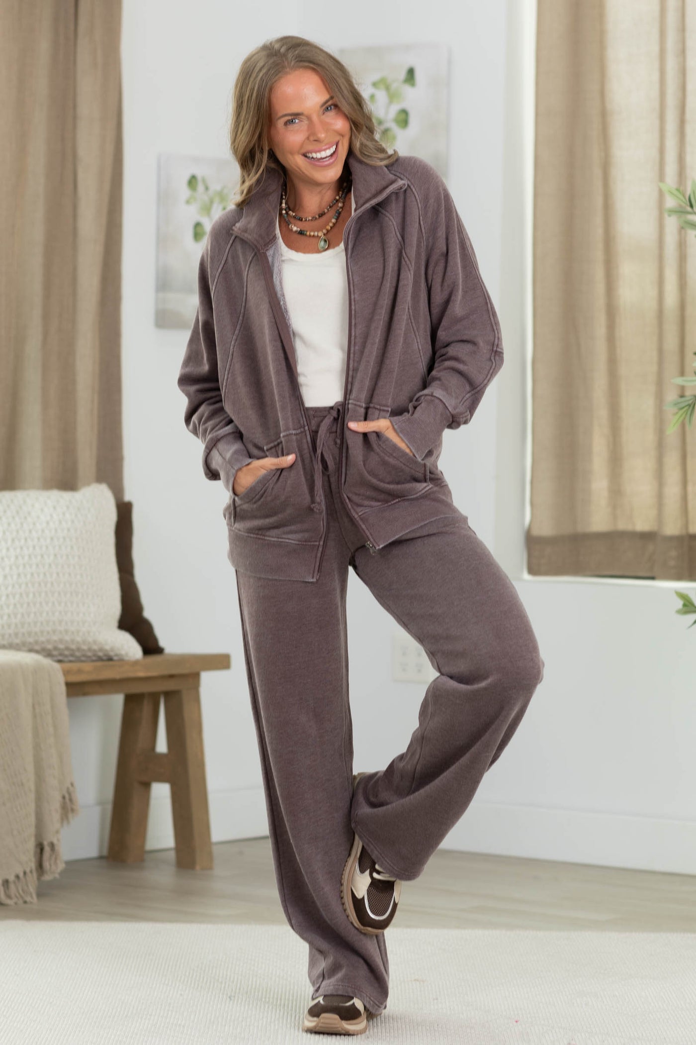 Cozy Campfire Wide Leg Pants: 32" Inseam