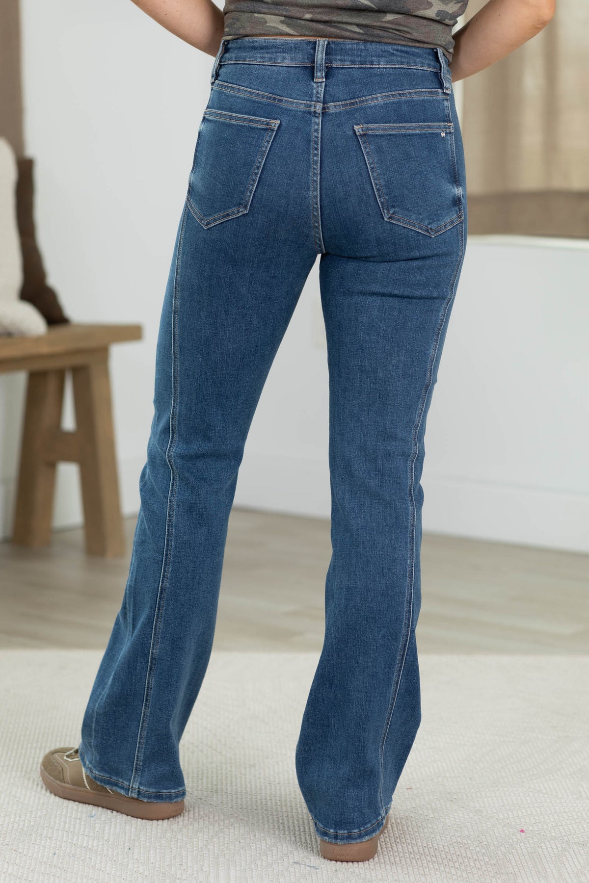 Mica Dark Wash Bootcut Jeans With Side Panel Detail