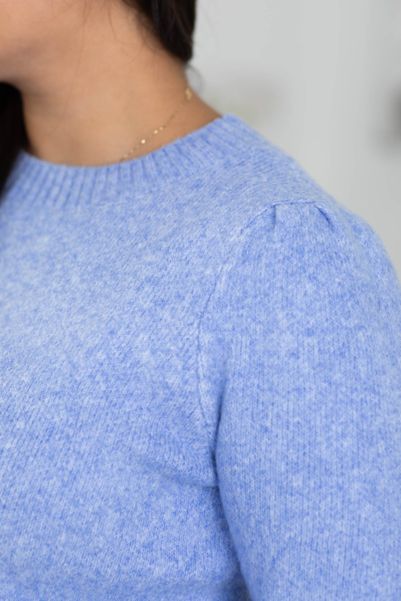 Staccato Ribbed Trim Puff Sleeve Sweater