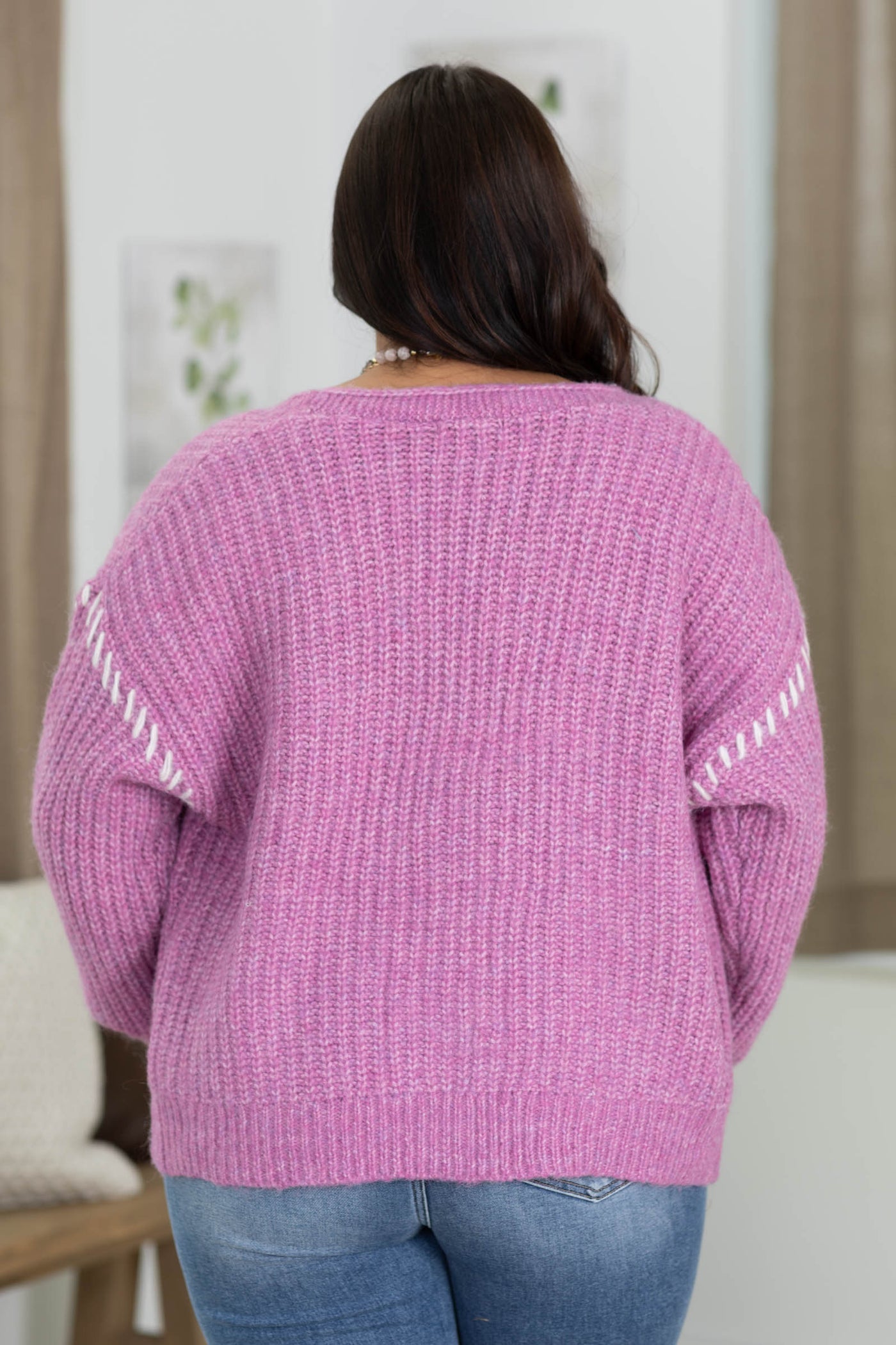 Staccato Stitch Accent Open Front Cardigan