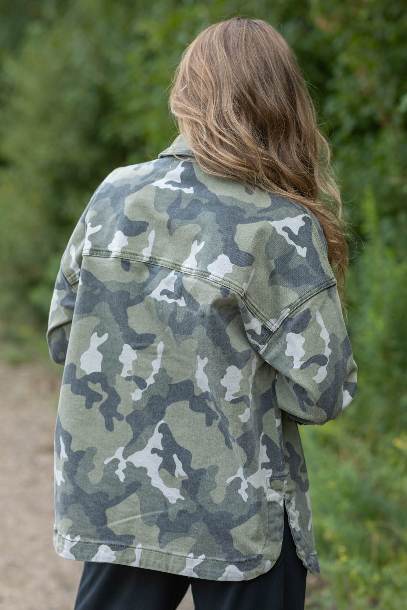 Olive And Grey Camouflage Shacket