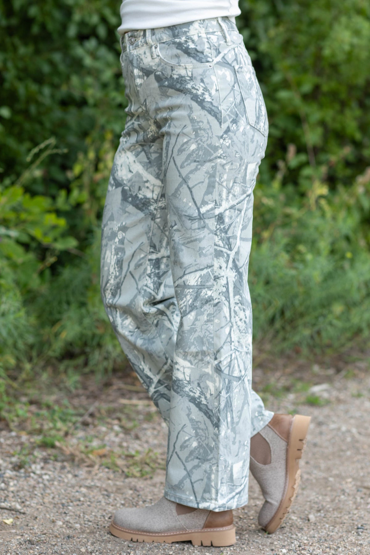 Mica High Rise Grey Camo Print Jean