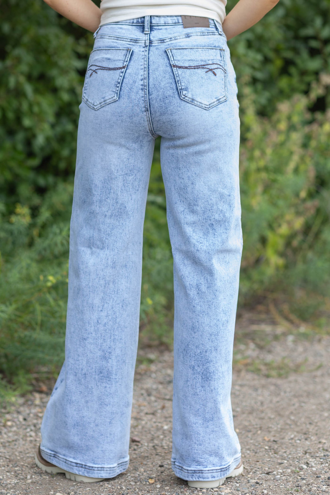 Saige Denim Vintage Wash High Rise Wide Leg Jeans