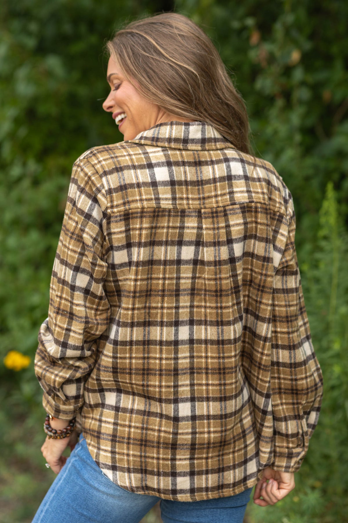 Staccato Brushed Plaid Collared Shackets